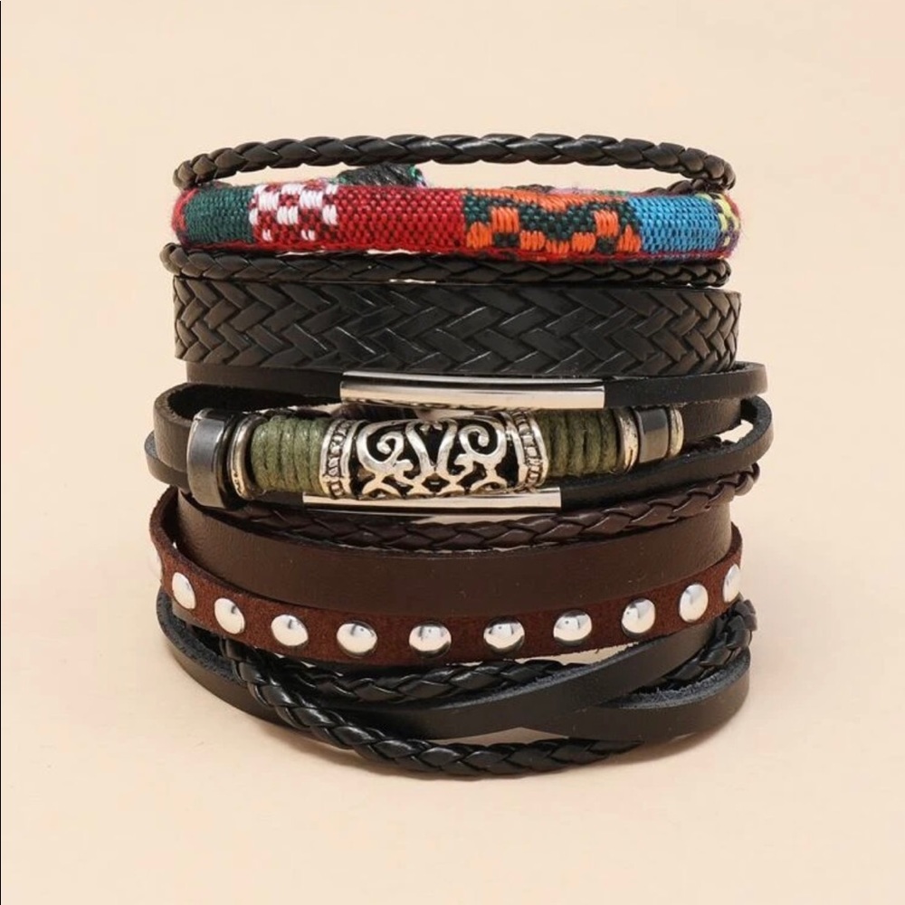 COPY - 5pcs MenPU Leather Bracelets. - Picture 5 of 8